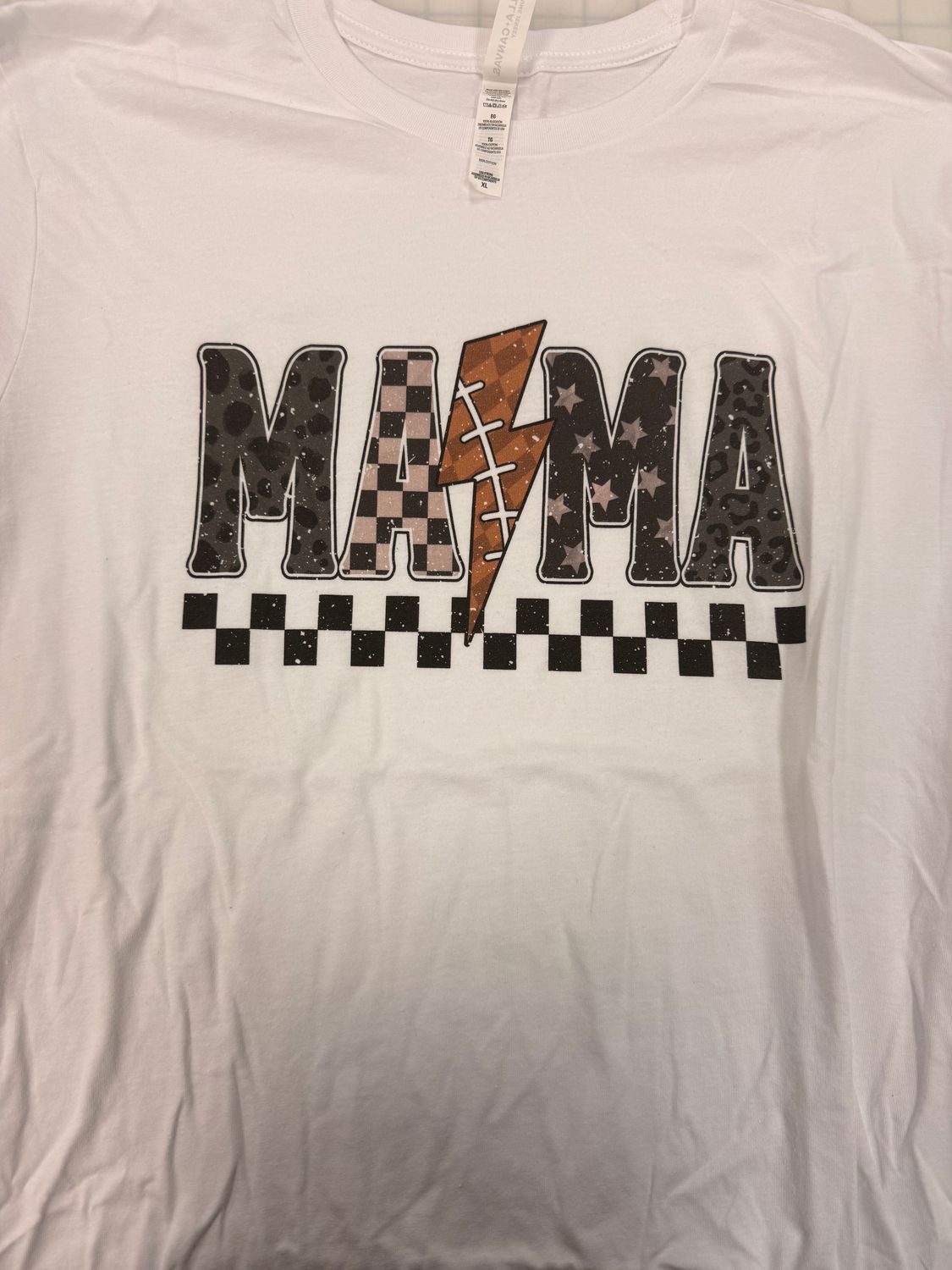 (XL) Football Mama - Long Sleeve White