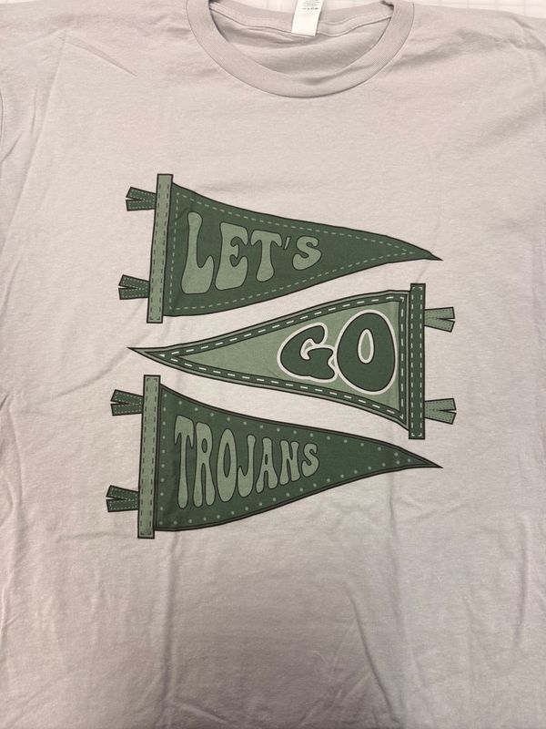 (XL) Trojans 3 Pennant - Short Sleeve Silver