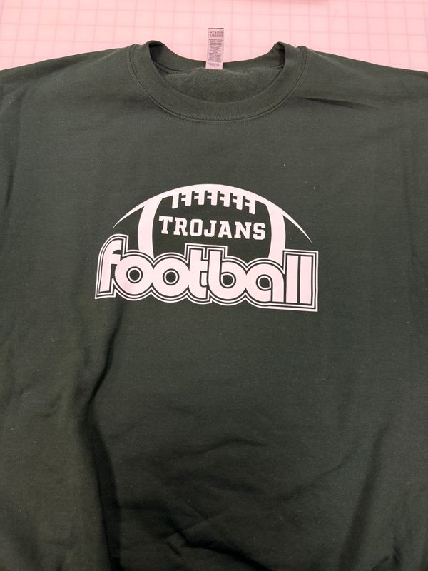 (L) Trojans Football - Fleece Crew Forrest