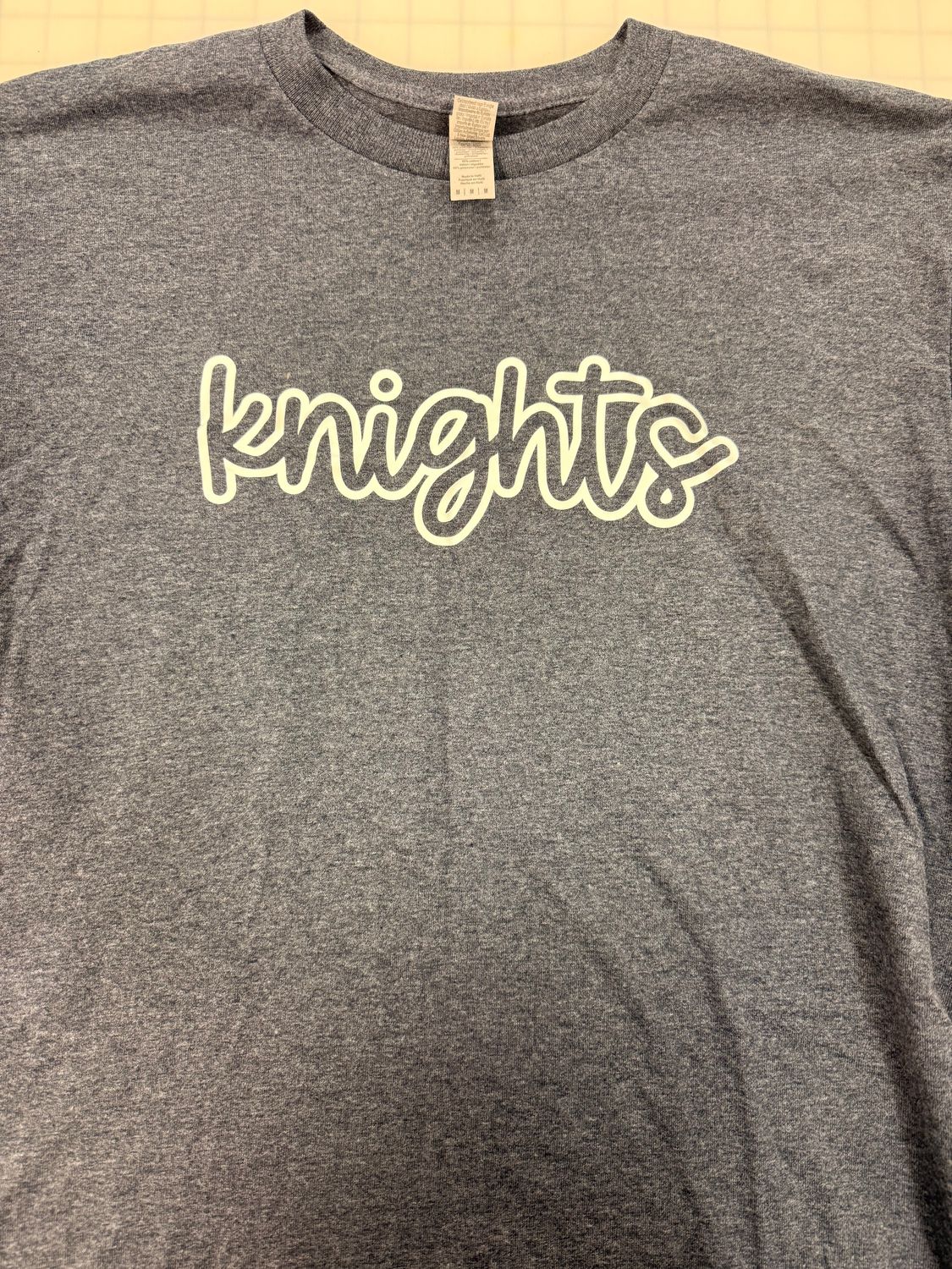 (M) Knights Script - Short Sleeve Heather Navy