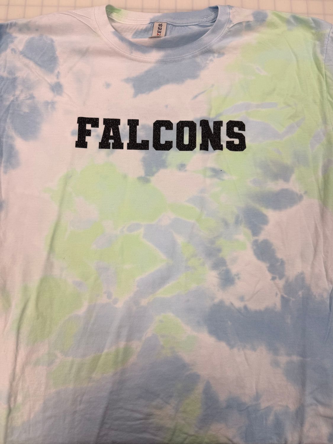 (XL) Falcons Varsity - Short Sleeve Blue and Green Tie Dye