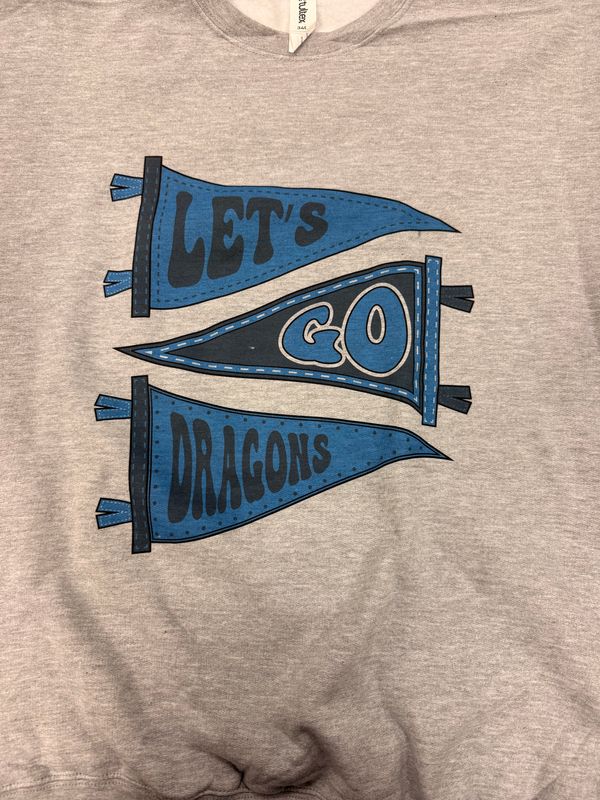 (L) Dragons 3 Pennant - Fleece Crew Heather Grey