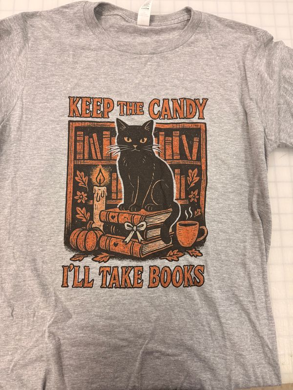 (S) Black Cat Books - Short Sleeve Heather Grey (S) Black Cat Books - Short Sleeve Heather Grey