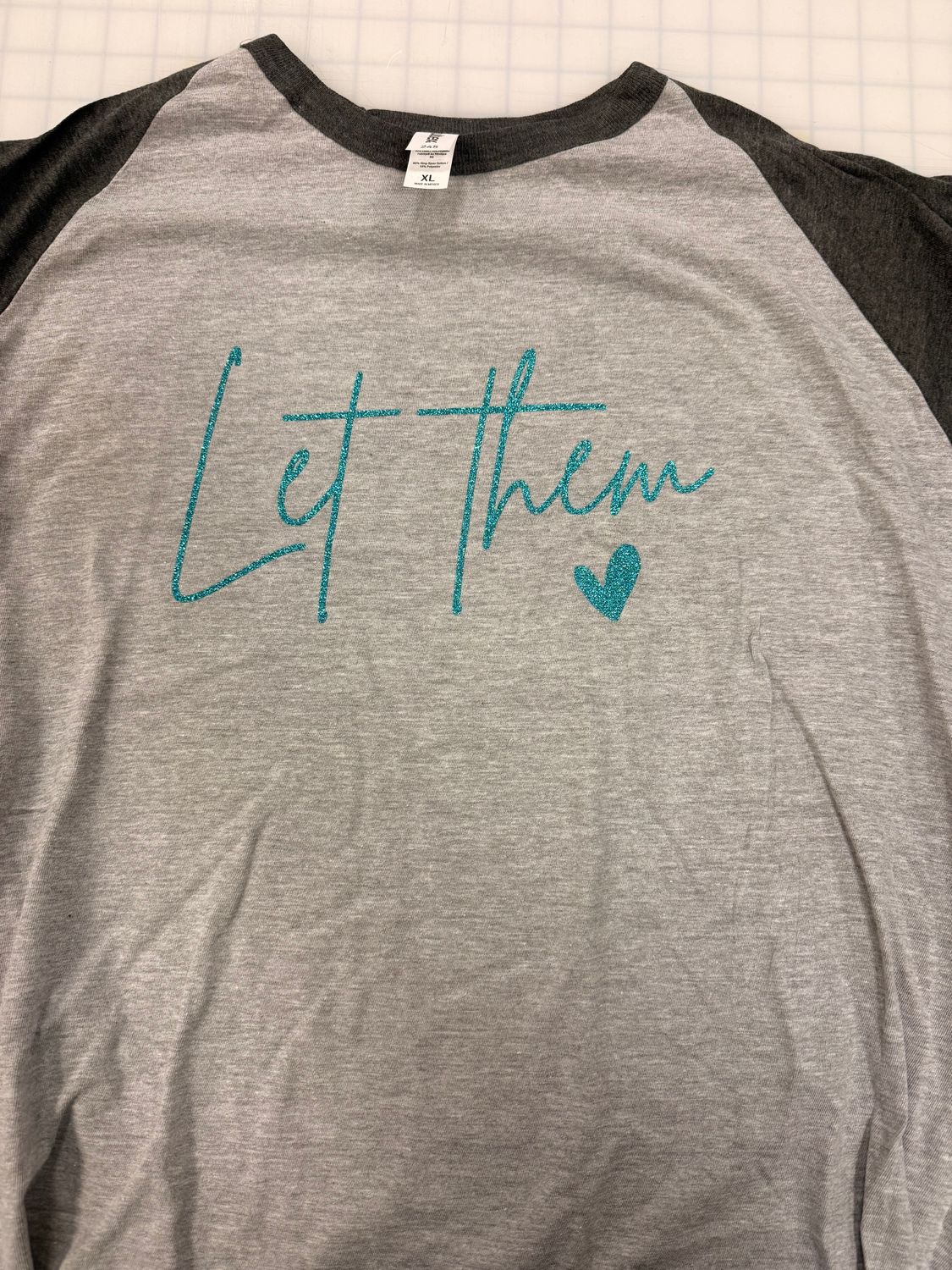 (XL) Let Them - Raglan Grey w/ Charcoal Sleeves (XL) Let Them - Raglan Grey w/ Charcoal Sleeves