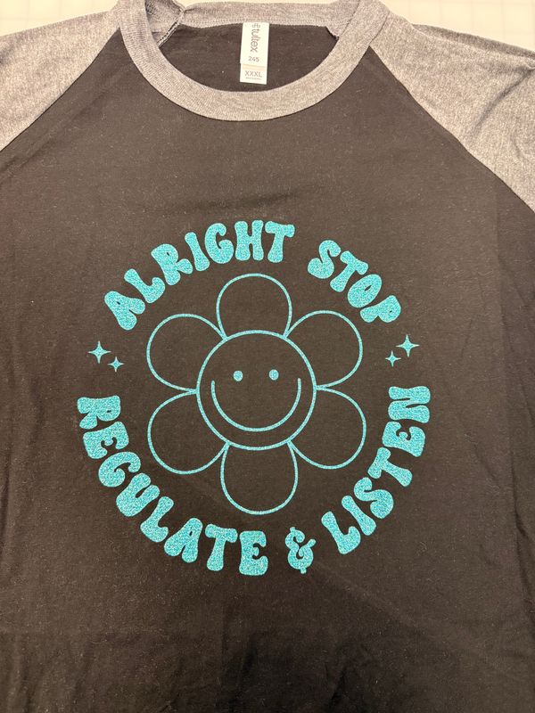 (3X) Regulate & Listen - Raglan Black w/ Gray Sleeves