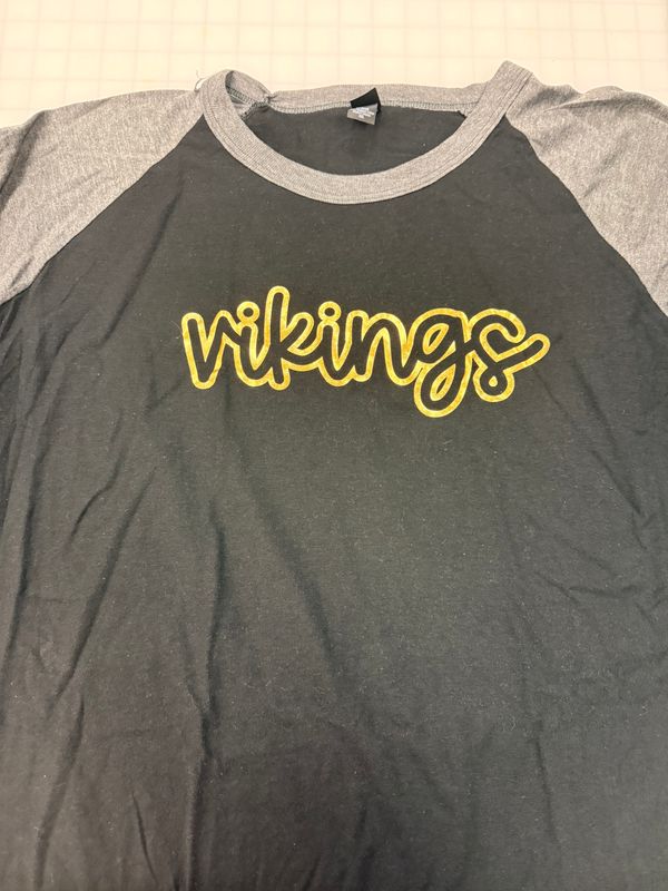 (2X) Vikings Script - Raglan Black w/ Gray Sleeves