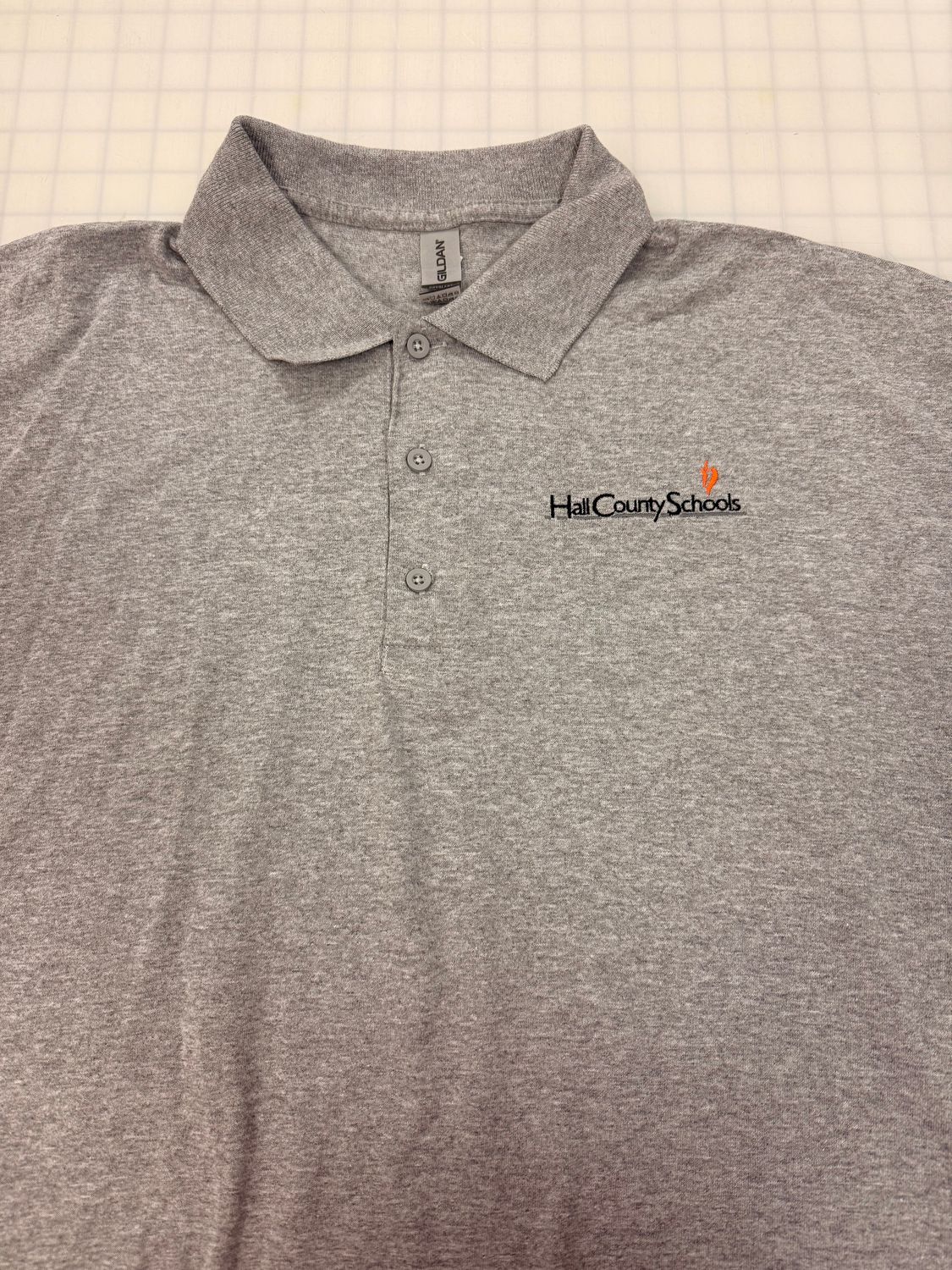(XL) Hall County Embroidery - Short Sleeve Gray Polo