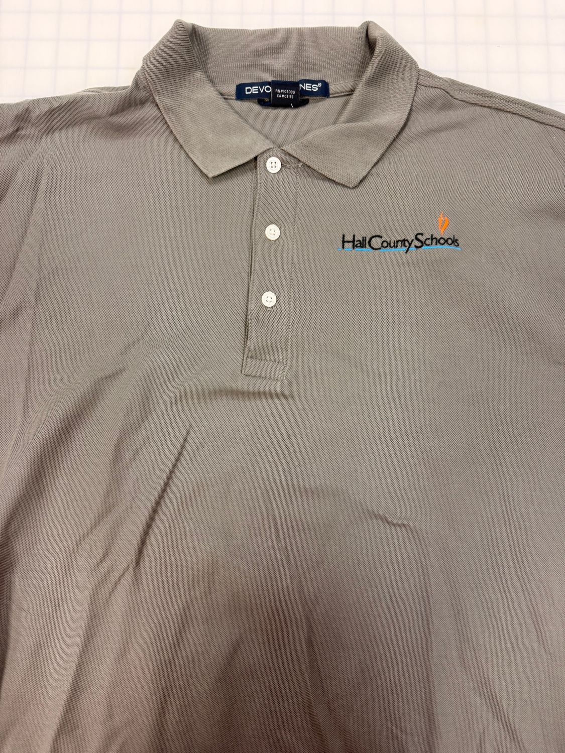 (XL) Hall County Embroidery - Short Sleeve Gray Polo