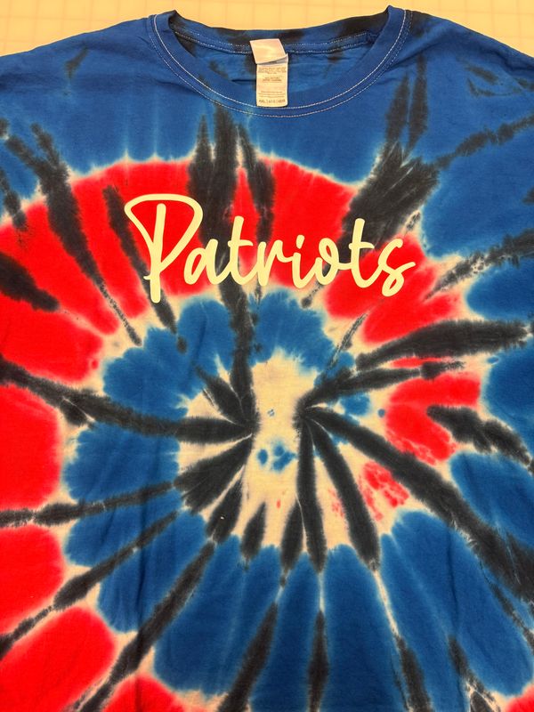 (4X) Patriots - Short Sleeve Tie Dye Blue and Red