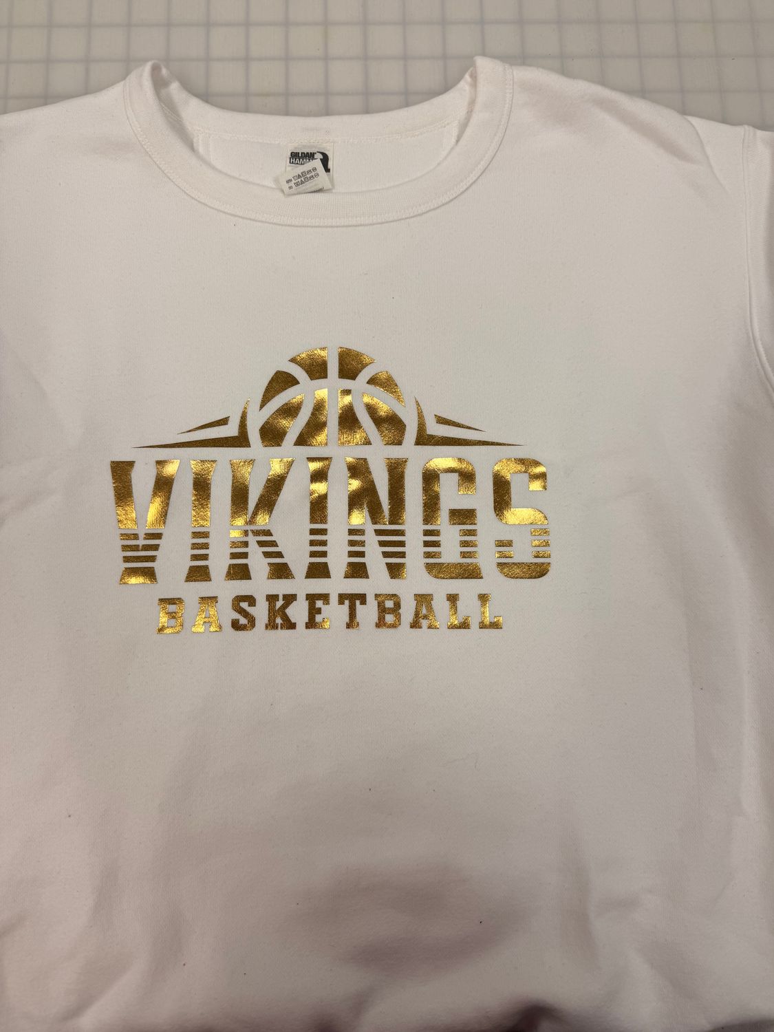 (M) Vikings Basketball - Fleece Crew White