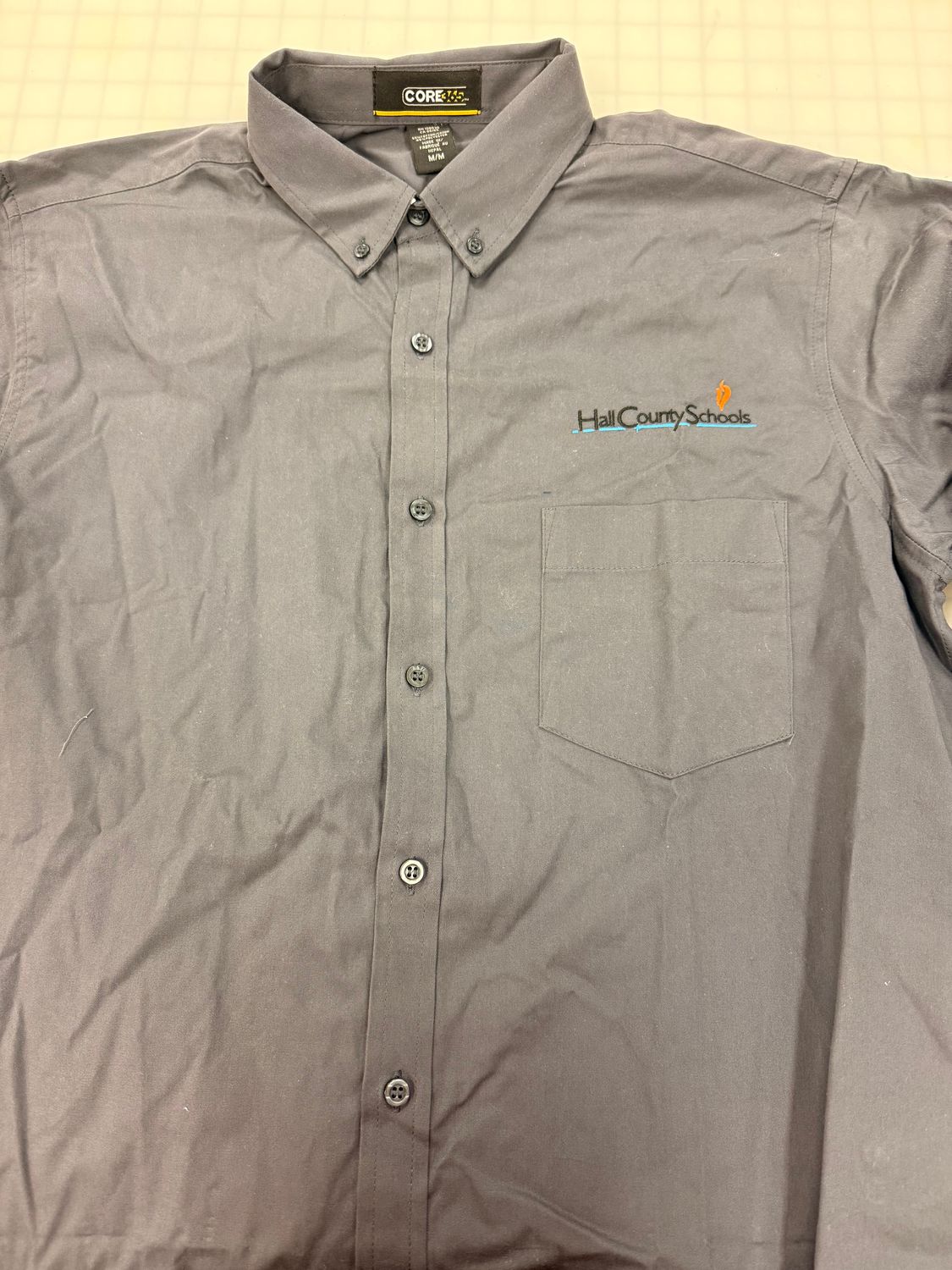 (M) Hall County Embroidery - Long Sleeve Gray Polo