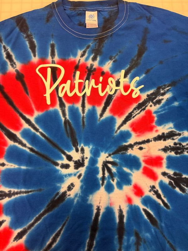 (2X) Patriots - Short Sleeve Tie Dye Red and Blue