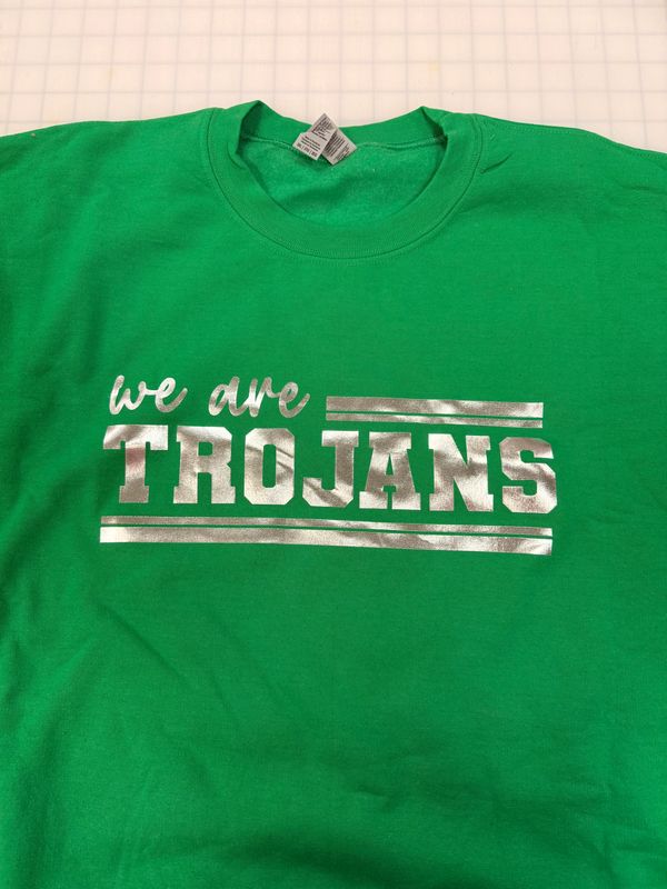 (3X) We are Trojans - Fleece Crew Green