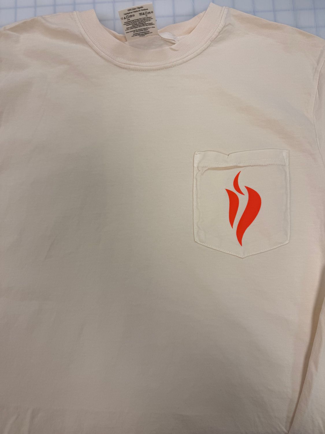 (M) Hall Co Flame - Short Sleeve Ivory Pocket Tee