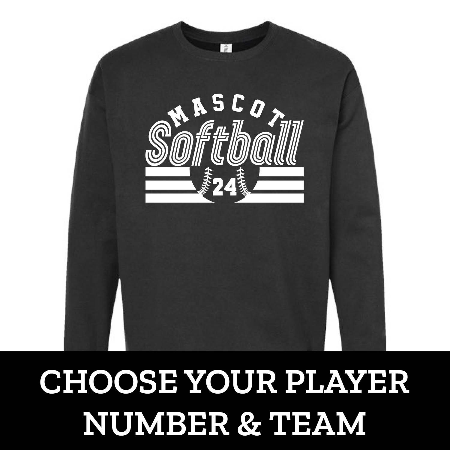 Customizable Team Softball Number Fleece Crew