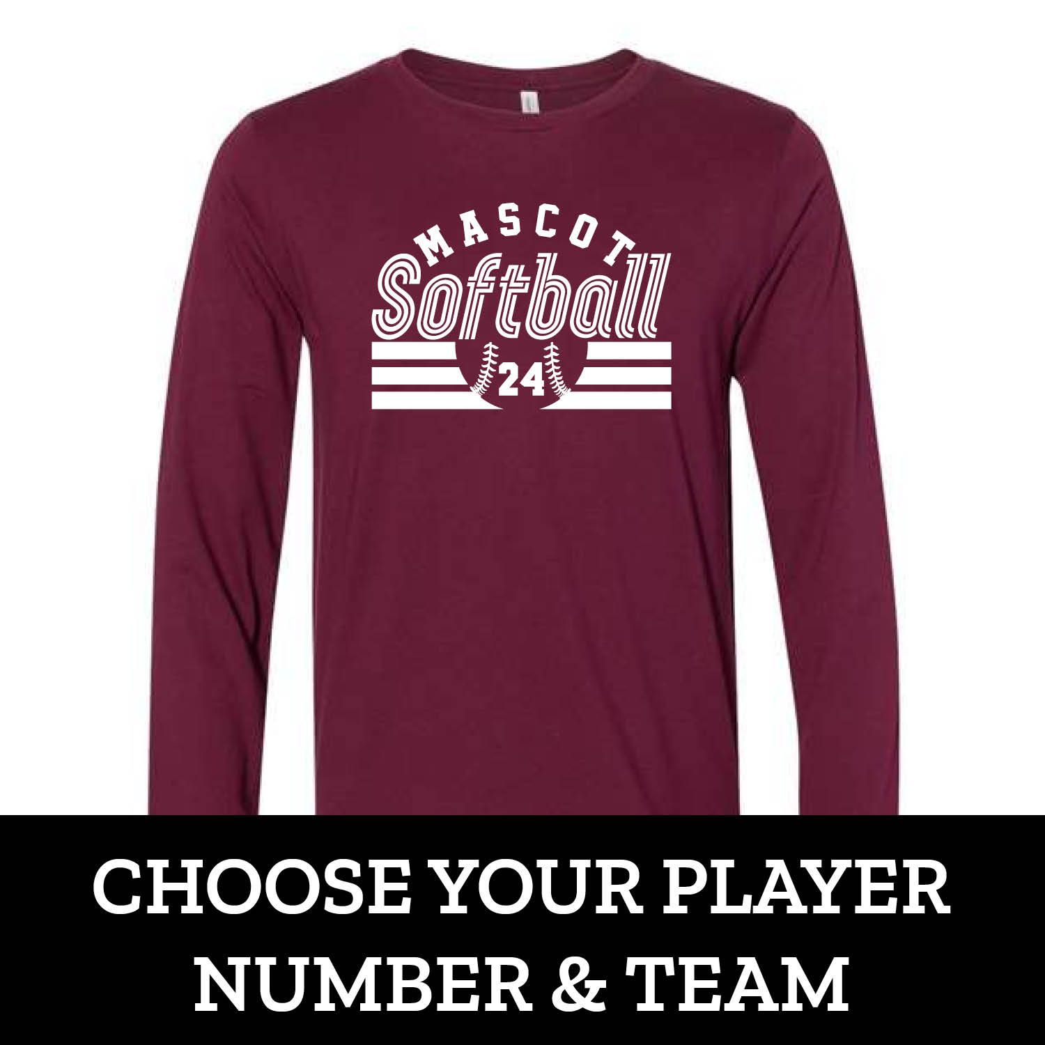 Customizable Team Softball Number Long Sleeve