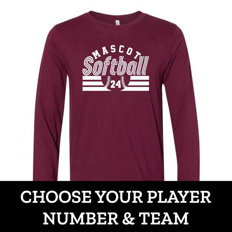 Customizable Team Softball Number Long Sleeve