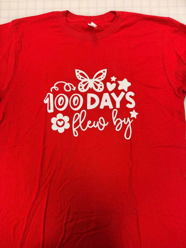 (M) 100 Days Flew By - Short Sleeve Red
