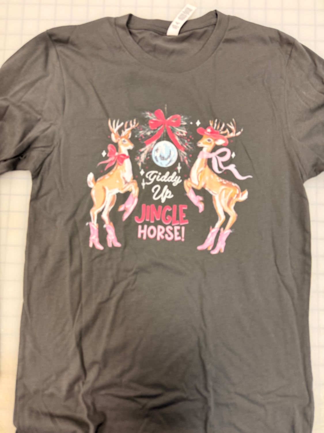 (S) Jingle Horse - Long Sleeve Charcoal