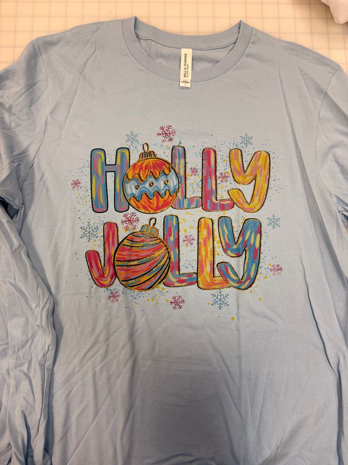 (L) Holly Jolly - Long Sleeve Light Blue
