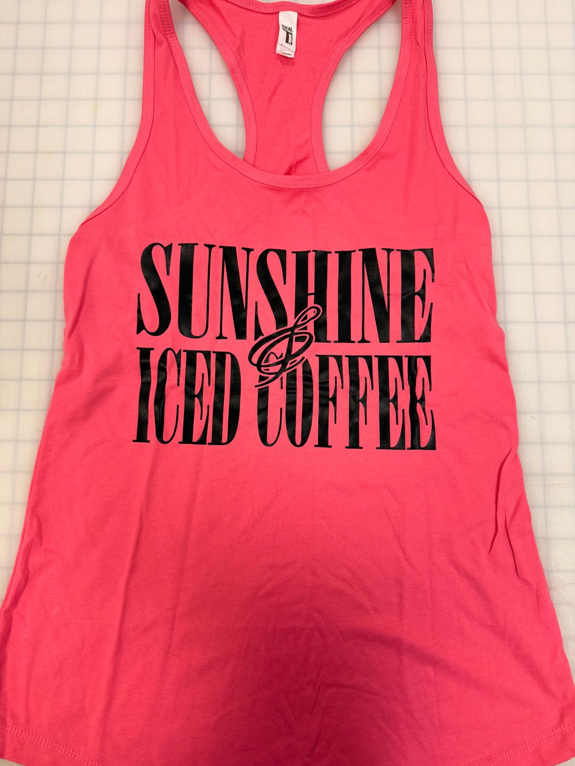 (L) Sunshine & Iced Coffee - Womens Tank Top Pink