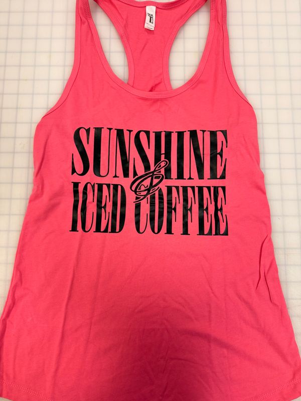 (L) Sunshine & Iced Coffee - Womens Tank Top Pink