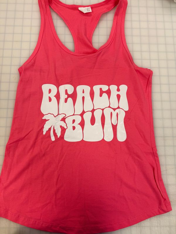 (M) Beach Bum - Womens Tank Top Pink