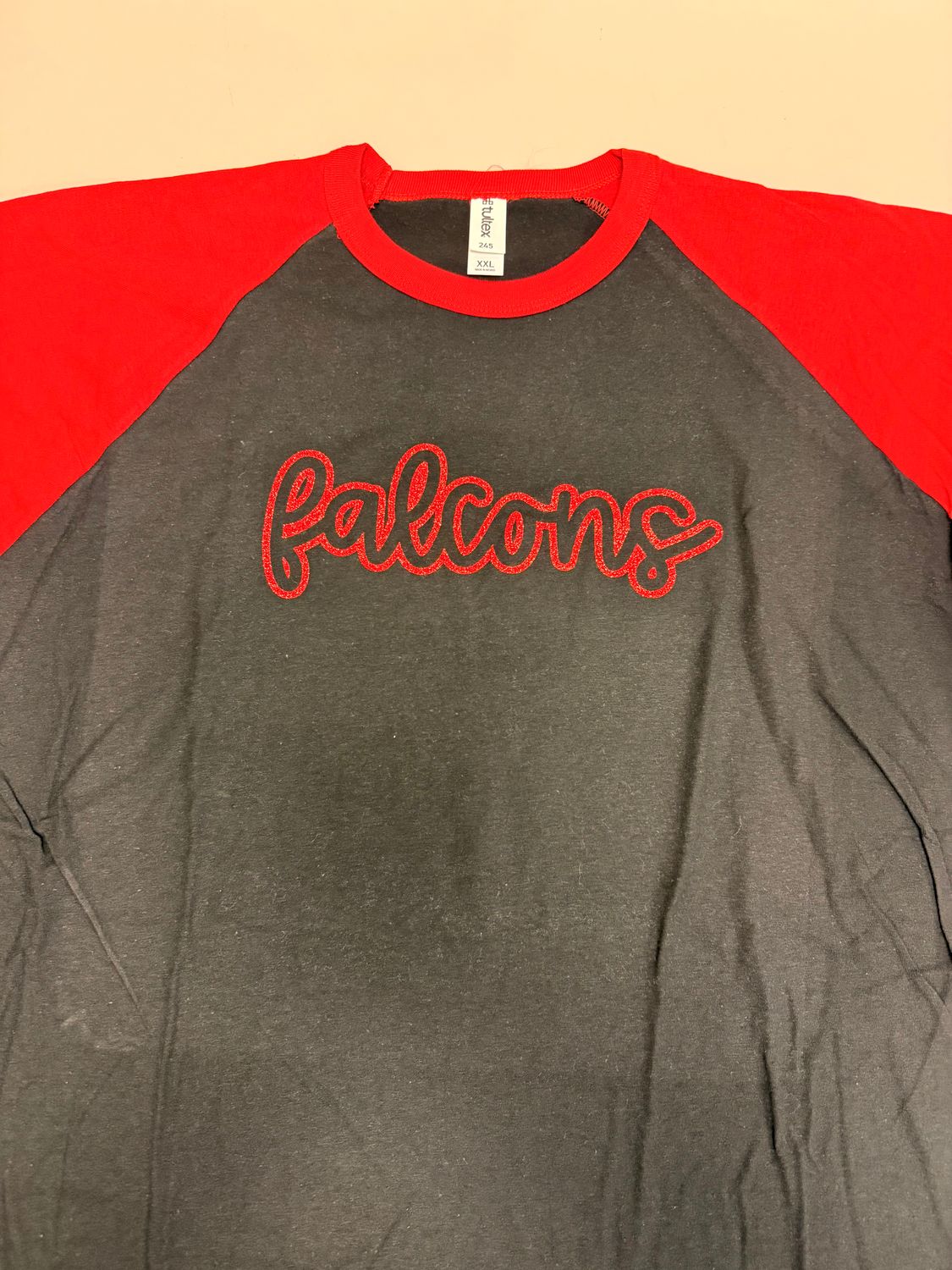 (2X) Falcons - Raglan Black w/ Red Sleeves