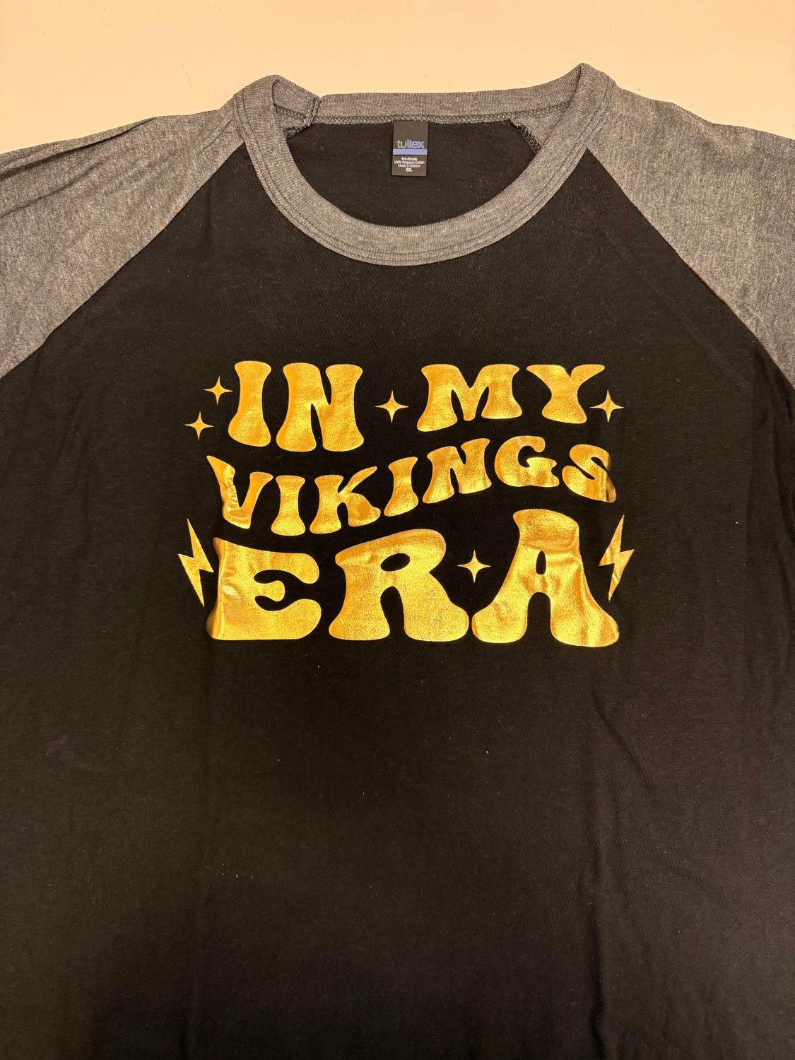 (2X) In My Vikings Era - Raglan Black w/ Gray Sleeves