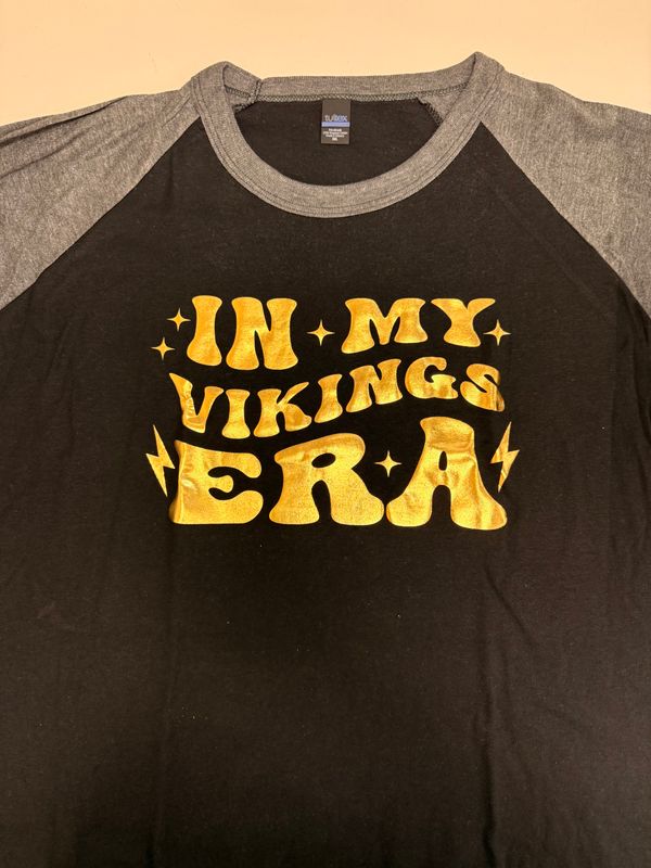 (2X) In My Vikings Era - Raglan Black w/ Gray Sleeves
