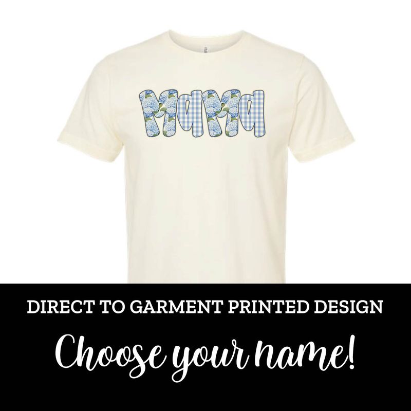 Blue Hydrangea Gingham Name Short Sleeve Blue Hydrangea Gingham Name Short Sleeve