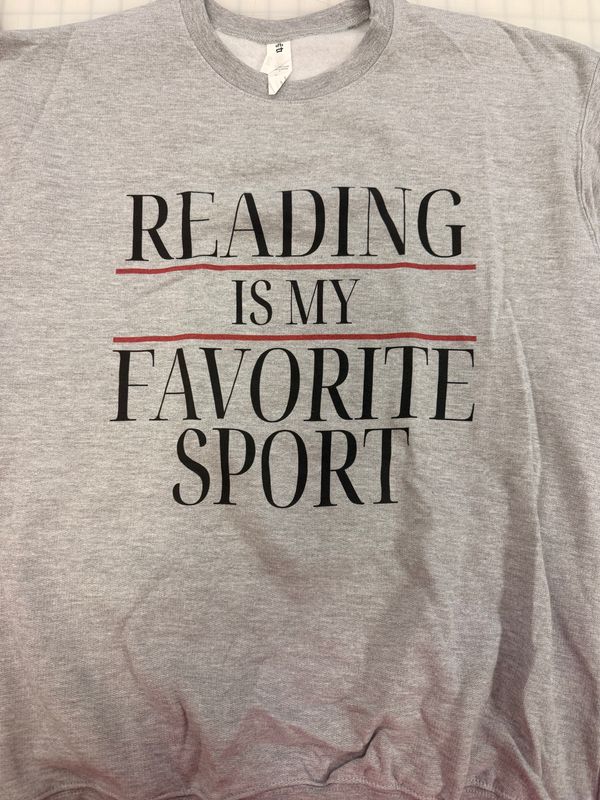 (S) Reading is My Favorite Sport - Crewneck Heather Grey (S) Reading is My Favorite Sport - Crewneck Heather Grey