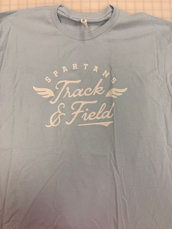 (L) Spartans Track & Field - Short Sleeve Light Blue