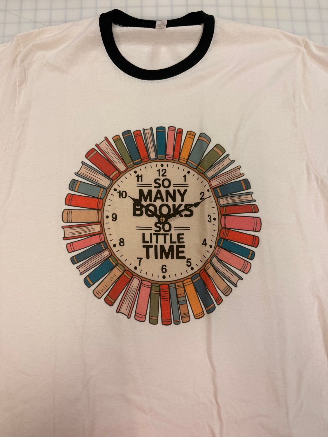 (L) So Many Books So Little Time - Short Sleeve Ringer Natural/ Black (L) So Many Books So Little Time - Short Sleeve Ringer Natural/ Black