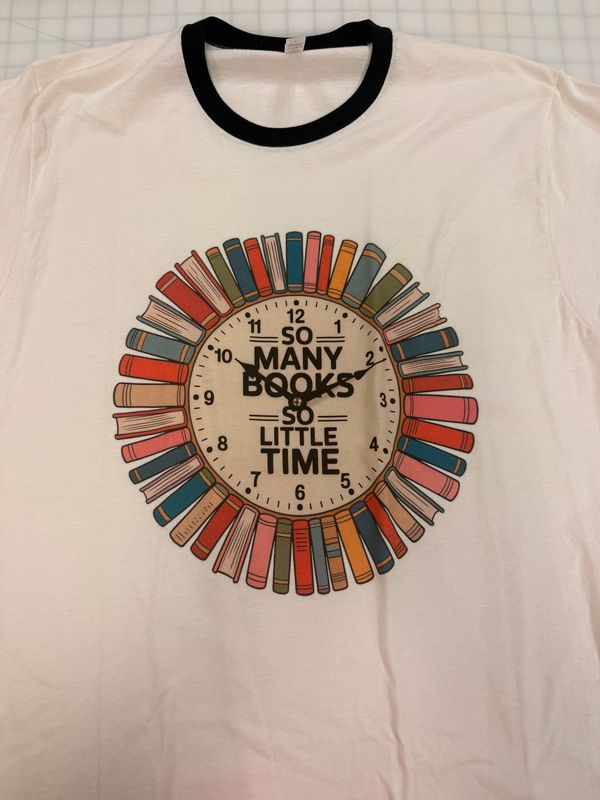 (L) So Many Books So Little Time - Short Sleeve Ringer Natural/ Black