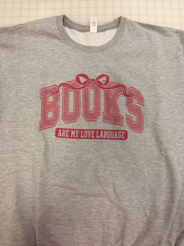 (L) Books Are My Love Language- Crewneck Heather Grey