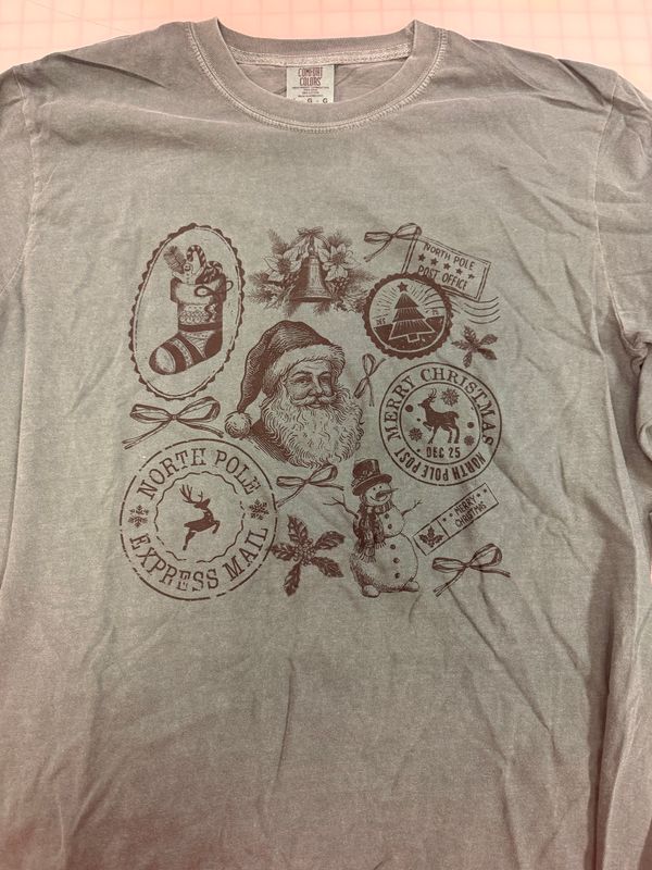 (L) Christmas Stamps -  Long Sleeve Blue Spruce
