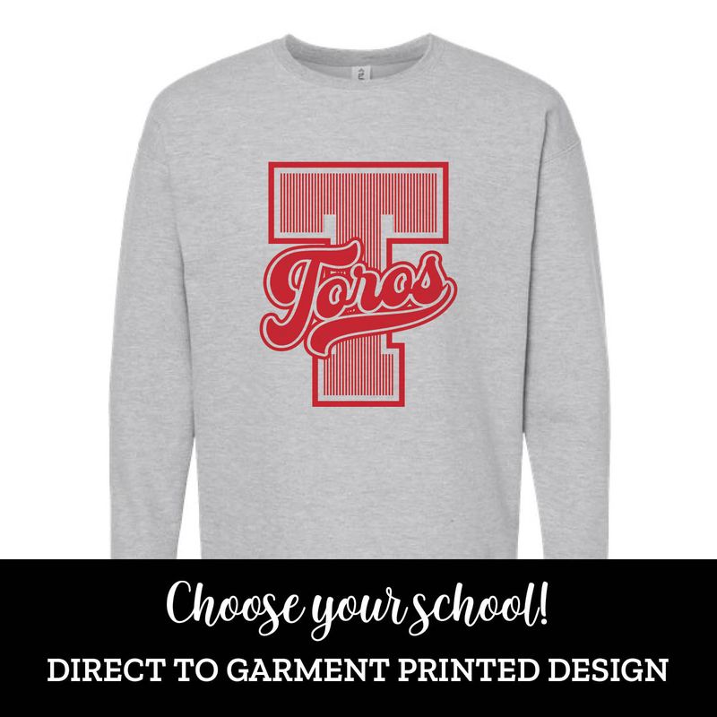 Striped Varsity Letter Fleece Crew