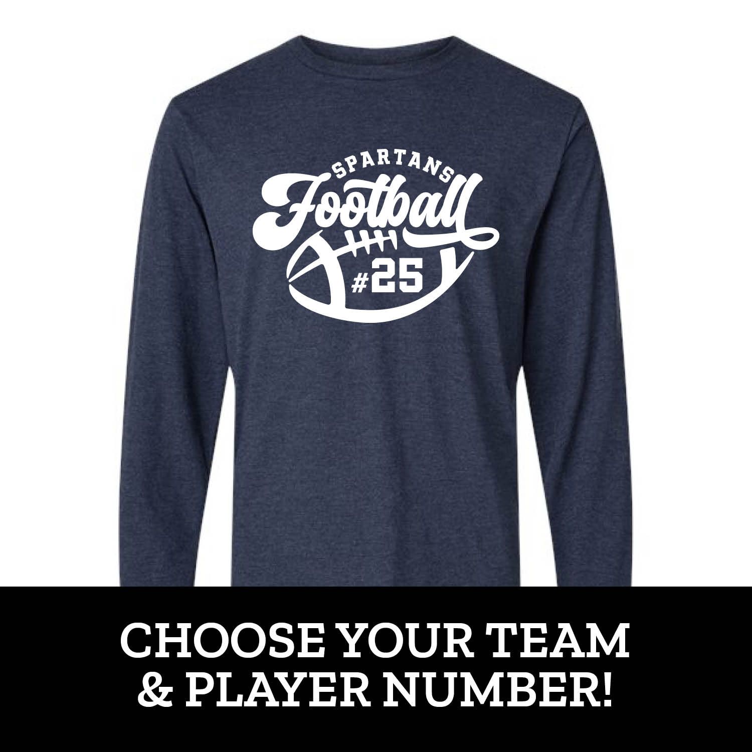 Customizable Retro Team Football Number Long Sleeve Customizable Retro Team Football Number Long Sleeve