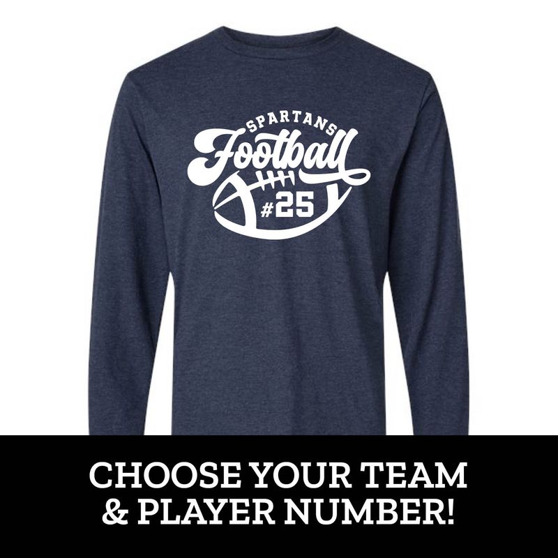 Customizable Retro Team Football Number Long Sleeve