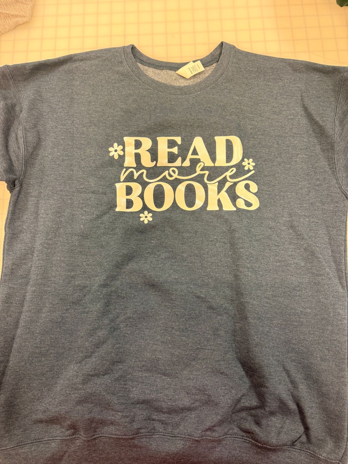(M) Read More Books - Fleece Crew Heather Denim (M) Read More Books - Fleece Crew Heather Denim