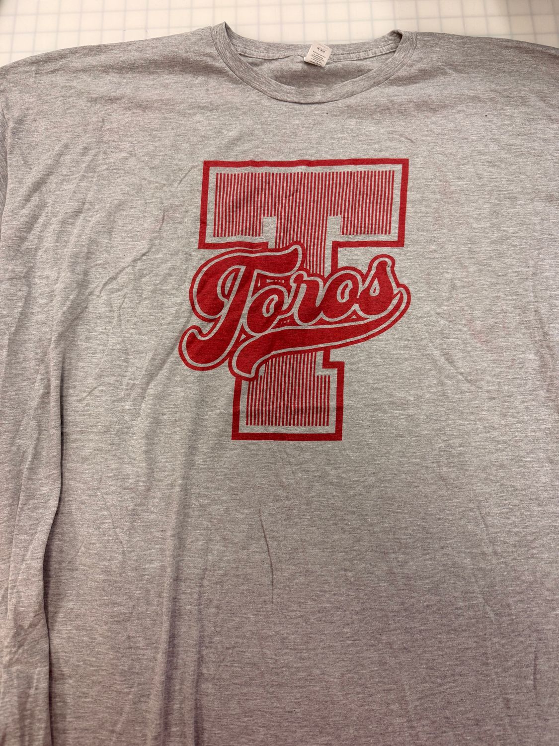 (4X) Striped Letter Toros - Short Sleeve Heather Grey