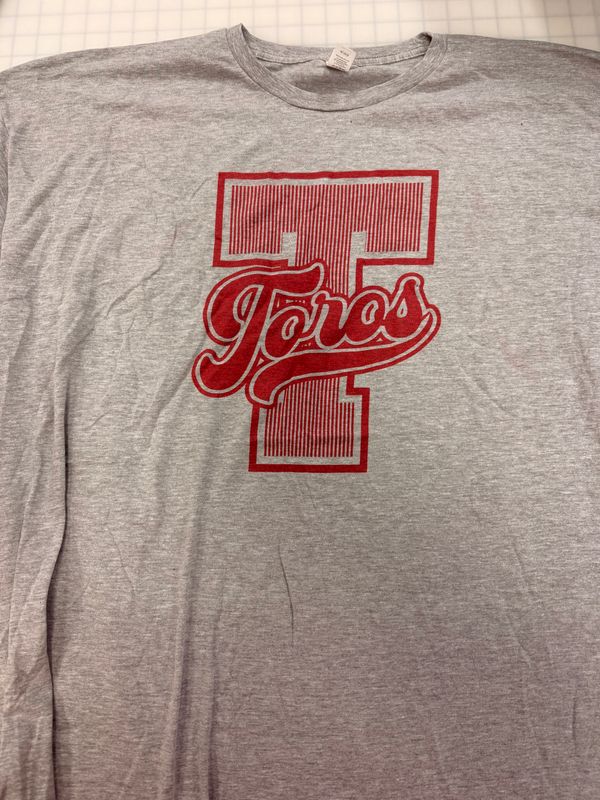 (4X) Striped Letter Toros - Short Sleeve Heather Grey (4X) Striped Letter Toros - Short Sleeve Heather Grey