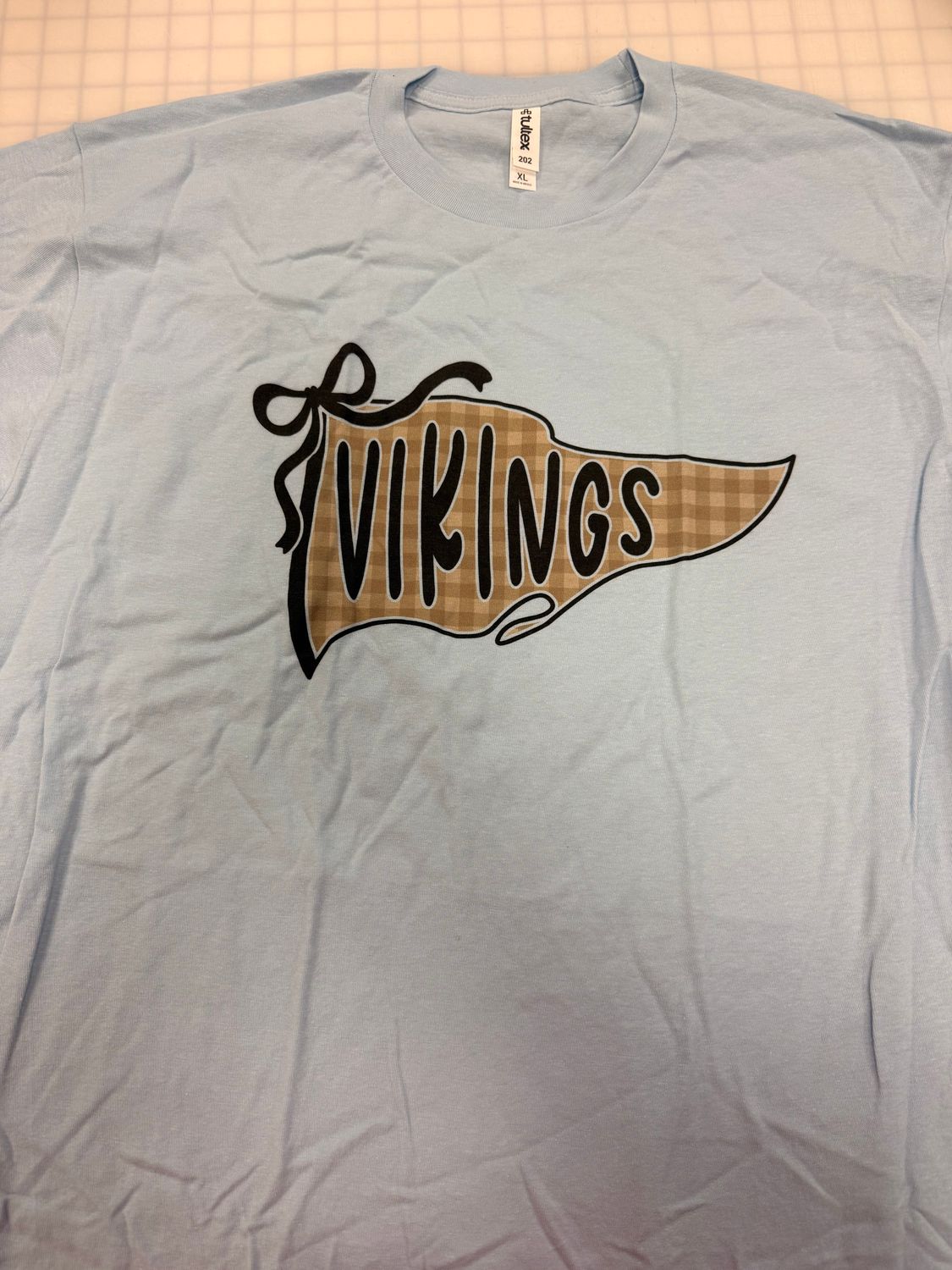 (XL) Gingham Pennant Vikings - Short Sleeve Baby Blue (XL) Gingham Pennant Vikings - Short Sleeve Baby Blue