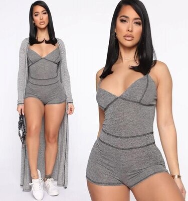 GRAY SUMMER YOGA SPORTS JUMP SUIT WOMEN SPORTSWEAR