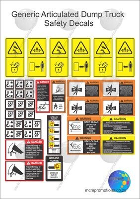 Articulated Dump Truck Generic Safety Decal Kit