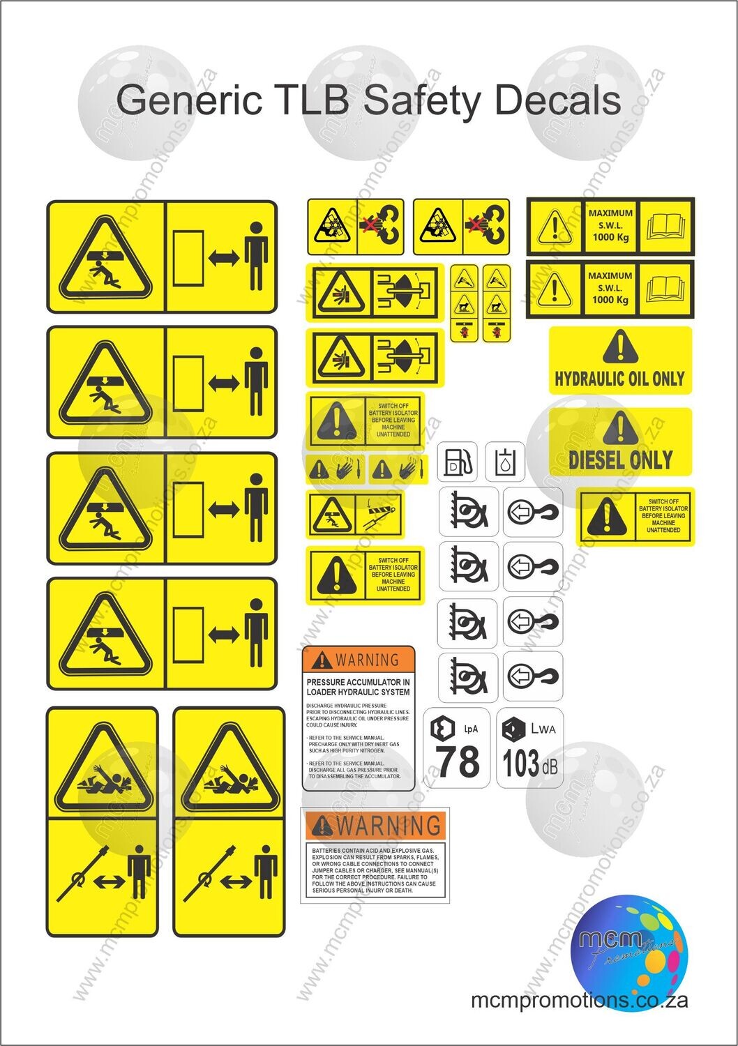 TLB Backhoe safety decal kit