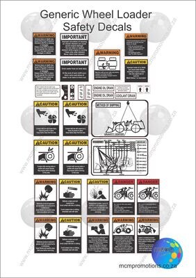 Wheel Loader Generic Safety Decal Kit