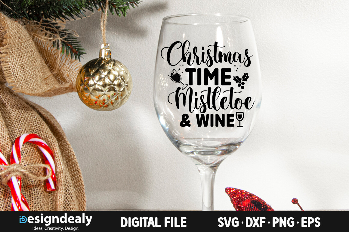 Christmas time mistletoe and wine