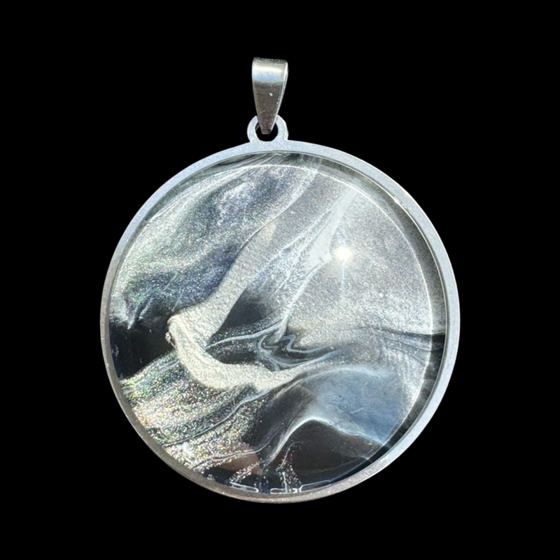 PEWTER In Large Round Pendant